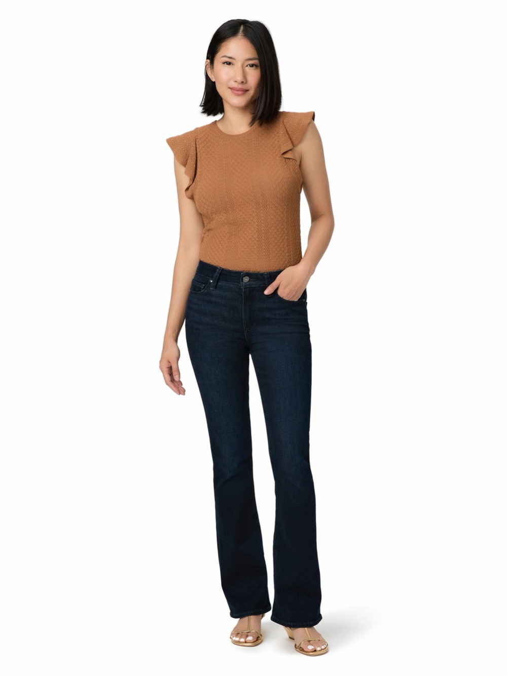 PAIGE Manhattan Bootcut Jeans Dark Indigo Wash Mid Rise Size 27